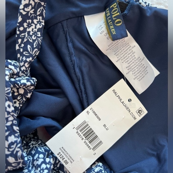 Polo Ralph Lauren NWT Navy Blue Floral Double Front Tie One Piece Bathing Suit - Picture 15 of 16